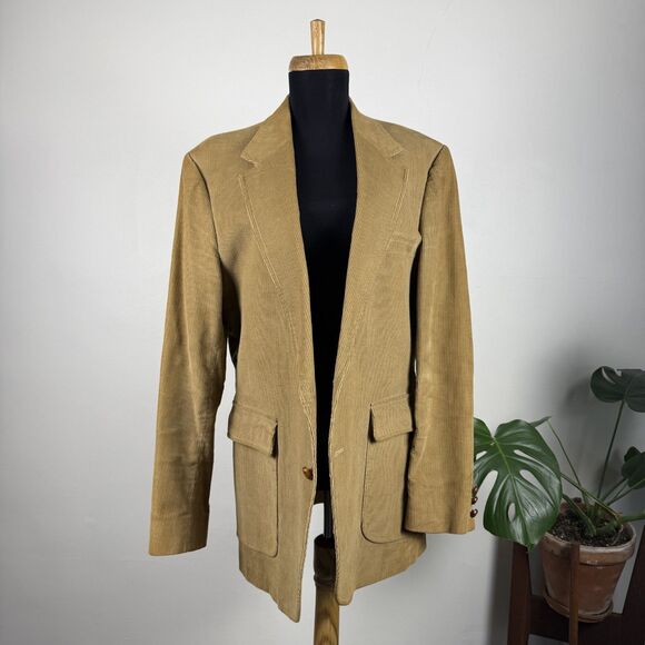 Vintage 80s JCPenny Camel Tan Corduroy Blazer, 42L - Picture 2 of 9